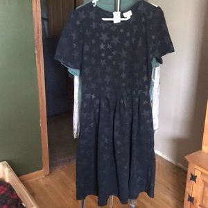 LuLaRoe Amelia dress, black dress with stars